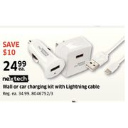 Nextech Wall Or Car Charging Kit With Lighting Cable - $24.99 ($10.00 off)