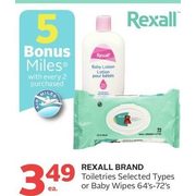 Rexall Brand Toiletries Or Baby Wipes  - $3.49