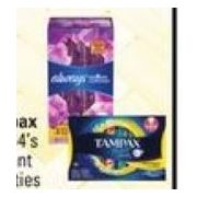 Always Pads, Liners Or Tampax Pearl Or Base Includes Infinity, Radiant & Pearl  - $8.99