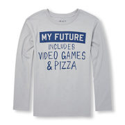 Boys Long Sleeve 'my Future Includes Video Games And Pizza' Graphic Tee - $1.99 ($12.96 Off)