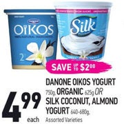 Danone Oikos Yogurt, Organic Or Silk Coconut, Almond Yogurt - $4.99 (Up to $2.00 off)