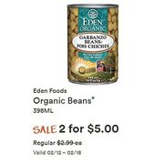 Eden Foods Organic Beans  - 2/$5.00