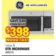 GE Appliances 1.6 Cu. Ft. OTR Microwave - From $398.00 ($80.00 off)
