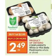 Compliments White Or Mini Bella Mushrooms - $2.99