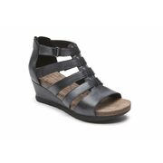 Shona Black Leather Gladiator Wedge Sandal By Rockport - $109.99 ($30.01 Off)