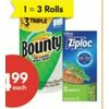 Bounty Paper Towels or Ziploc Food Storage Bags - $4.99